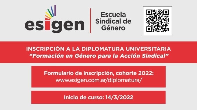 En este momento estás viendo ESiGen: Se encuentra abierta la inscripción para la Diplomatura Universitaria “Formación en Género para la Acción Sindical”<p class = "resumen">La Escuela Sindical de Género está impulsada por la CIC y otros organismos</p>